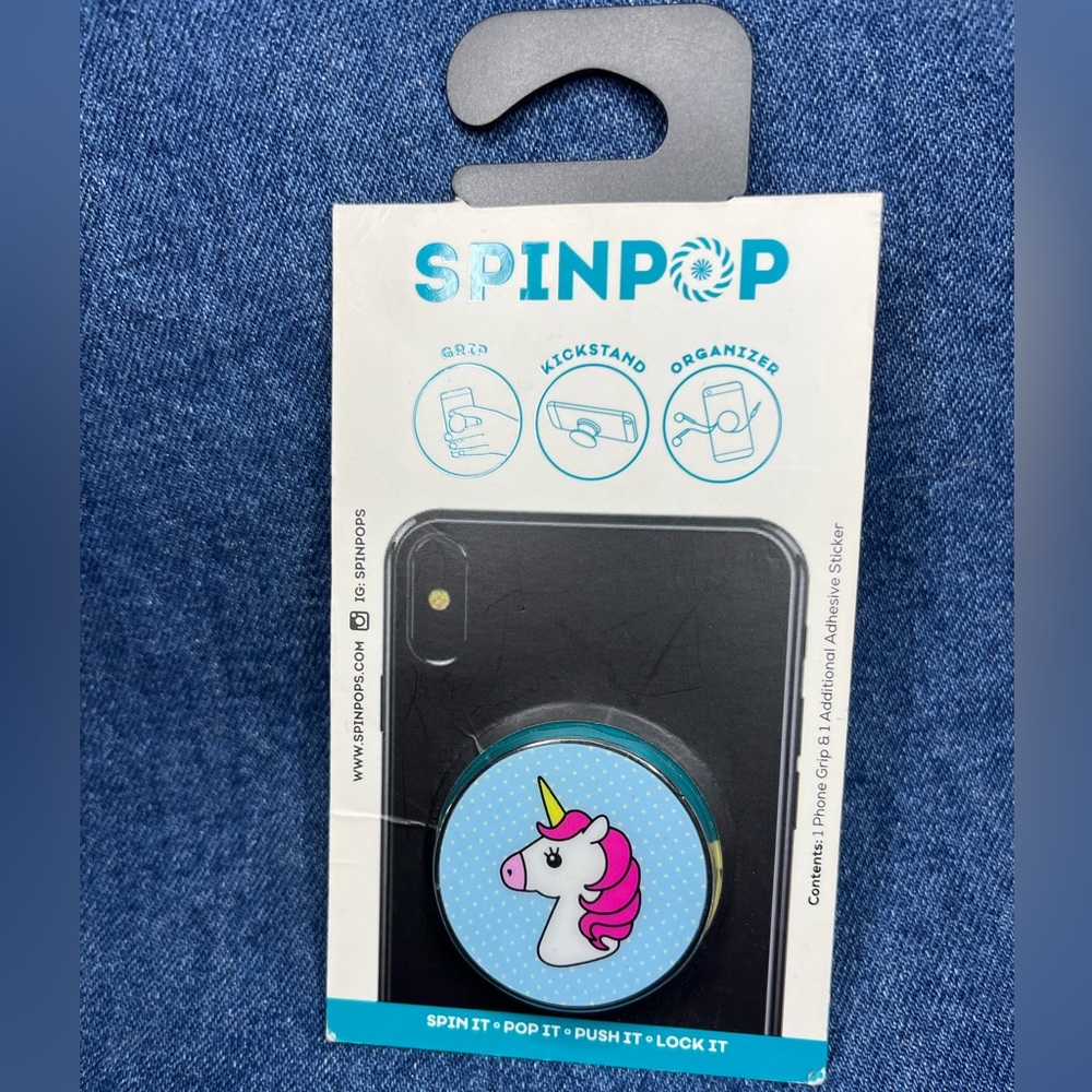 SpinPop Blue Unicorn Phone Grip NWT